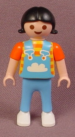 Playmobil Female Girl Child Figure With Blue Overalls