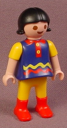 Playmobil Female Girl Child Figure With Dark Blue Shirt