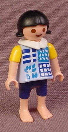 Playmobil Female Girl Child Figure With Blue Dress With Quilt