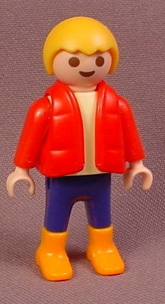 Playmobil Male Boy Child Figure With Red Jacket