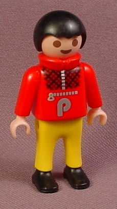 Playmobil Male Boy Child Figure In A Red Turtleneck Sweater