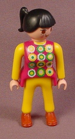 Playmobil Adult Female Figure With Purple Top With Circle Pattern