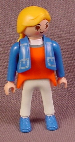 Playmobil Adult Female Figure In A Blue Jean Jacket