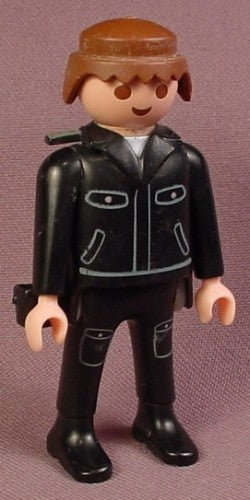 Playmobil Adult Male Police Officer Figure In A Black Uniform