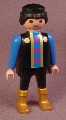 Playmobil Adult Male Knight Figure In Black Pants & Top With Gold