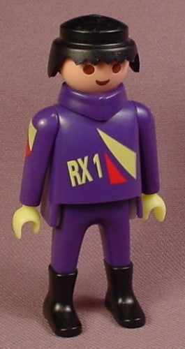 Playmobil Adult Male Motorcyclist Figure In A Dark Purple Uniform