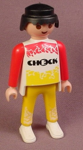 Playmobil Adult Male Cyclist Figure In A White Dark Pink Uniform