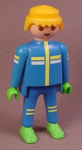 Playmobil Adult Male Racer Figure In A Blue Racing Uniform