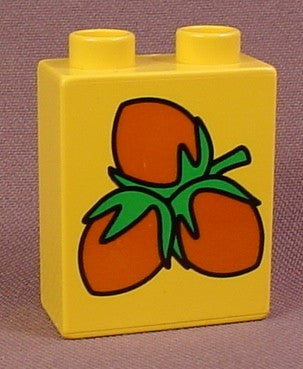 Lego Duplo 4066 Yellow 1X2X2 Brick Printed With A Cluster Of 3 Acor