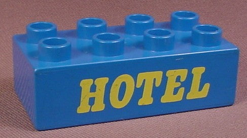 Lego Duplo 3011 Blue 2X4 Brick With Yellow Hotel Sign Pattern, 524-