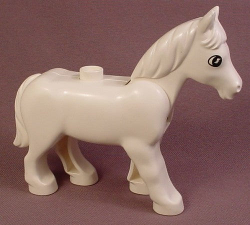 Lego Duplo 6531  White Horse Animal Figure With Eyes Pattern, Head