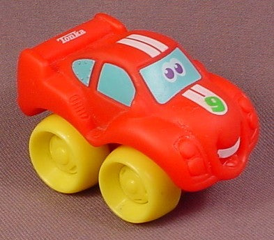 Playskool Tonka Wheel Pals Red Race Car With Yellow Wheels & White