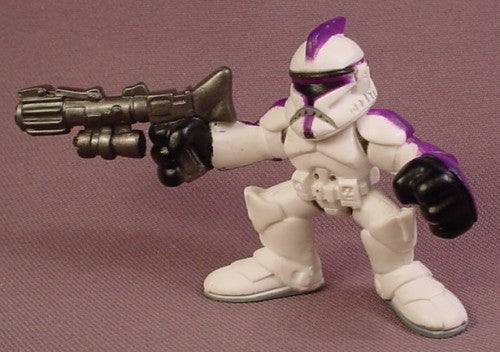 Star Wars 2004 Purple & White Clone Trooper PVC Figure With Blaster