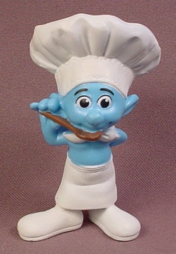 McDonalds 2011 Chef Smurf With Hat & Spoon PVC Figure, 3 Inches Tal
