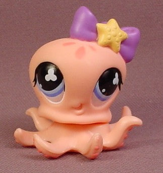 Littlest Pet Shop #513 Pink Octopus With Purple Bow