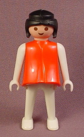 Playmobil Woman Figure Classic Style Red Dress Black Hair 3302 3418