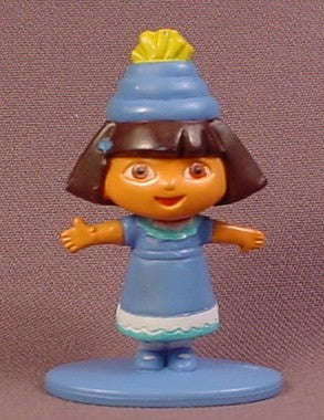 Dora The Explorer In A Blue Hat With Yellow Pom Pom PVC Figure